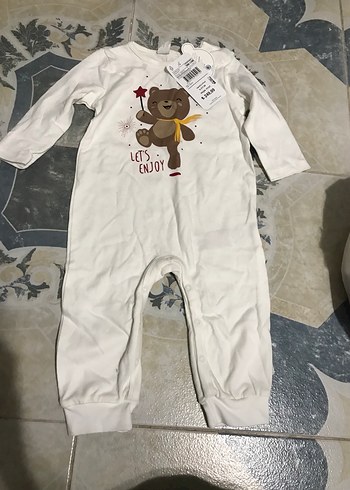 Uzun Kollu Ayıcık Desenli Bebek Tulumu