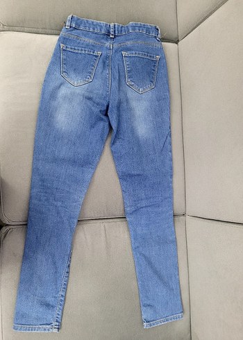 Kız Çocuk Mavi  Slim Fit Denim Pantolon - Görsel 6