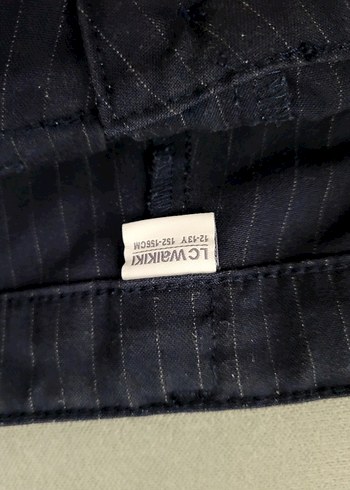 Lacivert Pilili Kız Çocuk Kumaş Pantolon - Görsel 2