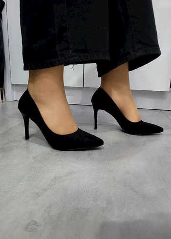 Siyah Süet Stiletto Kadın Topuklu - Görsel 7