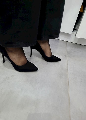 Siyah Süet Stiletto Kadın Topuklu - Görsel 4