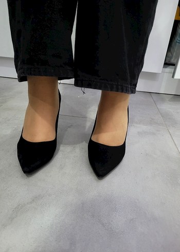 Siyah Süet Stiletto Kadın Topuklu - Görsel 3