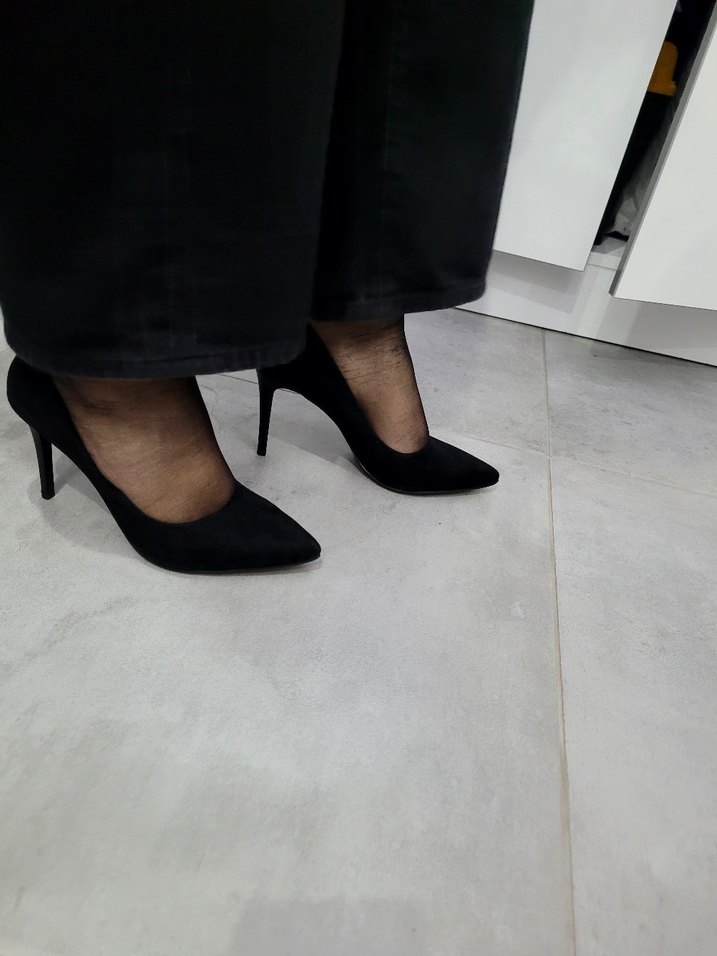 Siyah Süet Stiletto Kadın Topuklu - Görsel 4