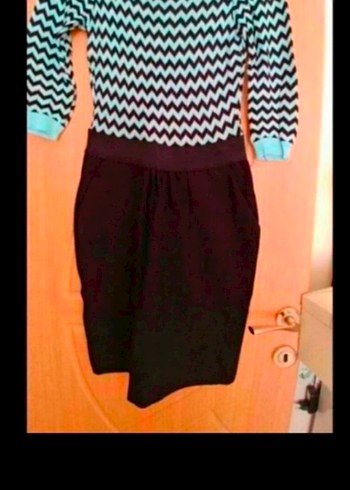Zebra Desenli Triko Midi elbise