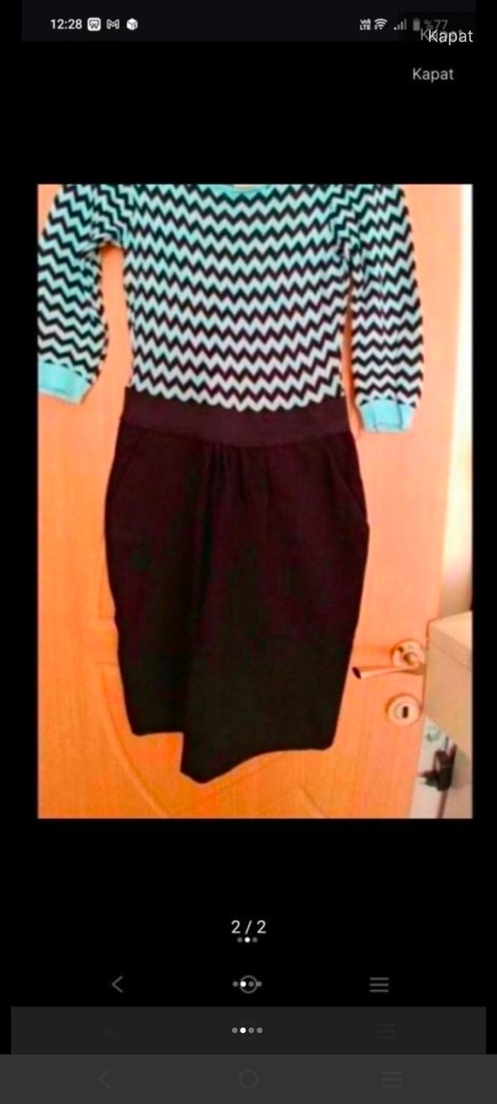 Zebra Desenli Triko Midi elbise - Görsel 2