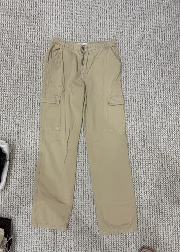 Bej Kadın Loose Fit Kargo Pantolon
