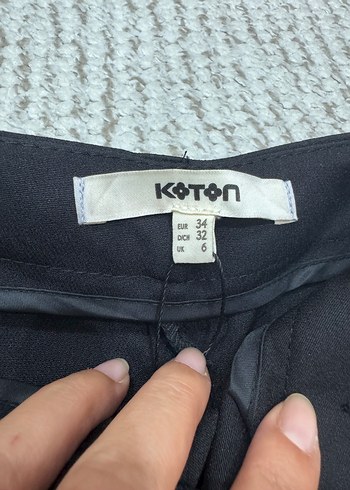 Koton Kemerli Siyah Kadın Kumaş Pantolon
