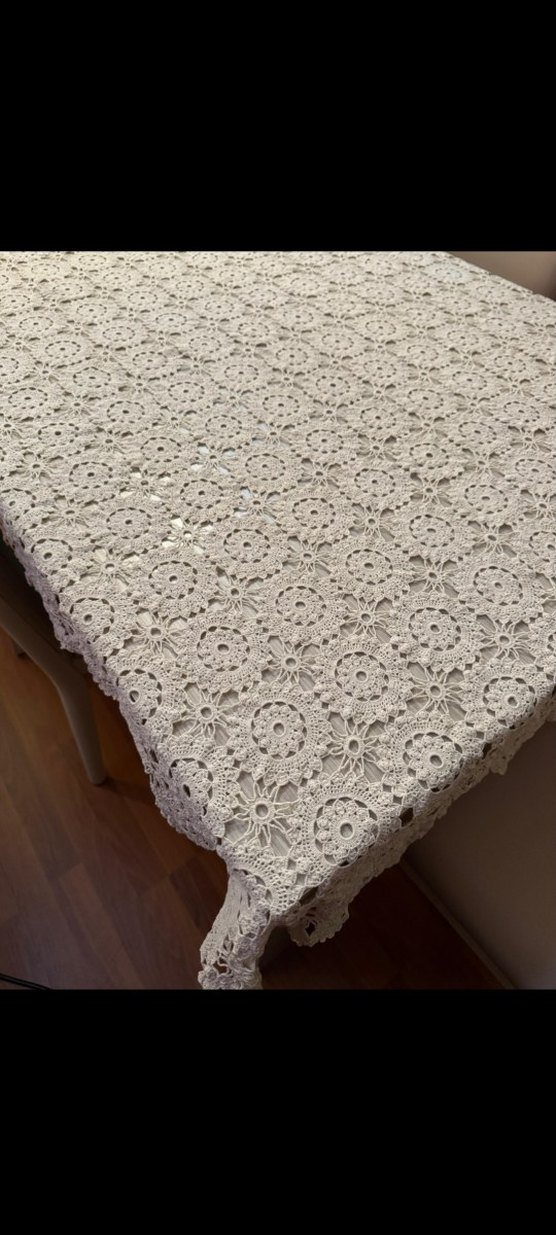 El İşçiliği Beyaz Dantel Masa Örtüsü - Görsel 2
