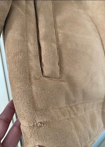 H&M Kürk Detaylı Kahverengi Süet mont - Görsel 2