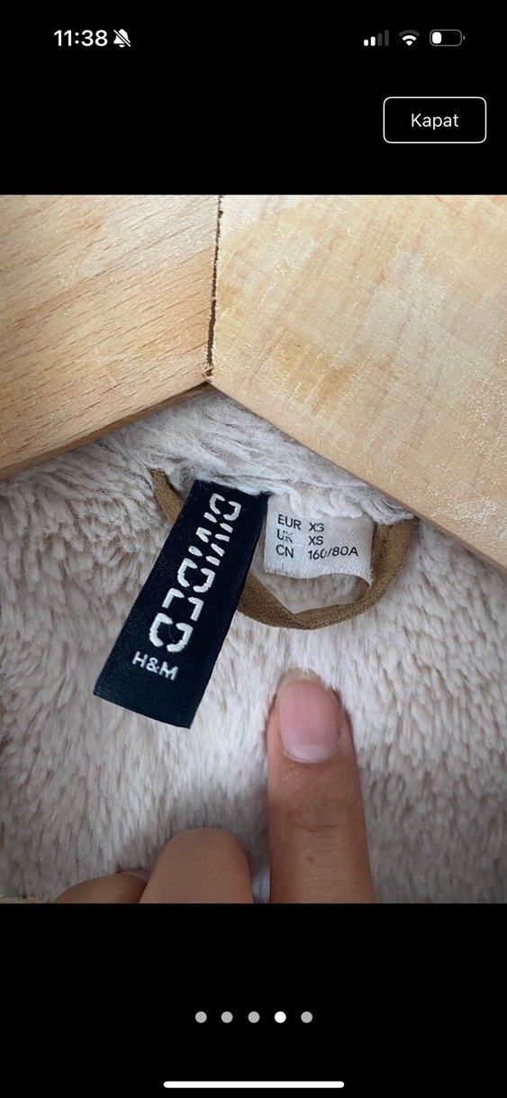 H&M Kürk Detaylı Kahverengi Süet mont - Görsel 4