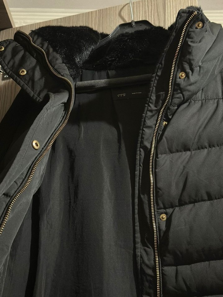 Siyah Kürklü Midi Kadın Kışlık Mont - Görsel 2