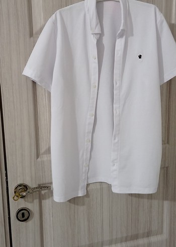 Zara Erkek Beyaz Kısa Kollu Pamuklu Gömlek