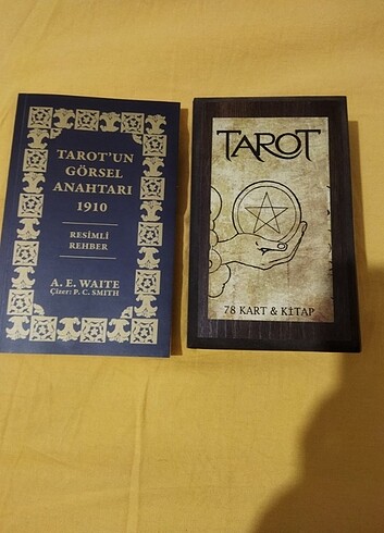 Ahşap kutulu tarot kartları ve tarot rehber kitabı
