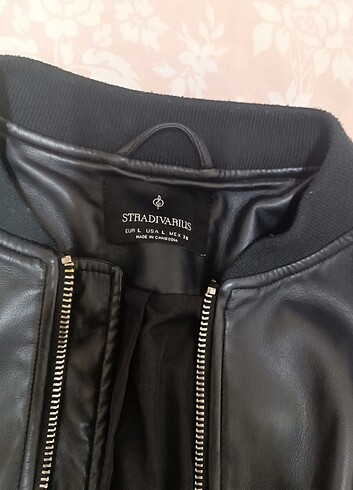 l Beden siyah Renk Stradivarius Bomber Deri Ceket