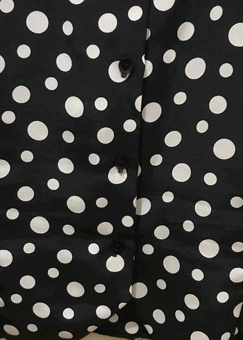 Siyah Beyaz Puantiyeli Pamuklu Gömlek - Görsel 5