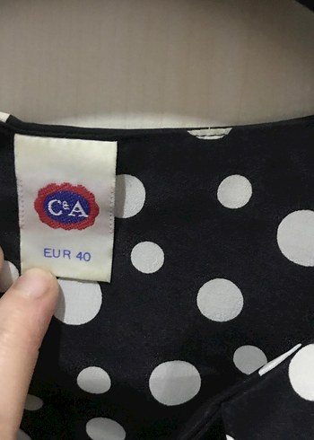 Siyah Beyaz Puantiyeli Pamuklu Gömlek - Görsel 3