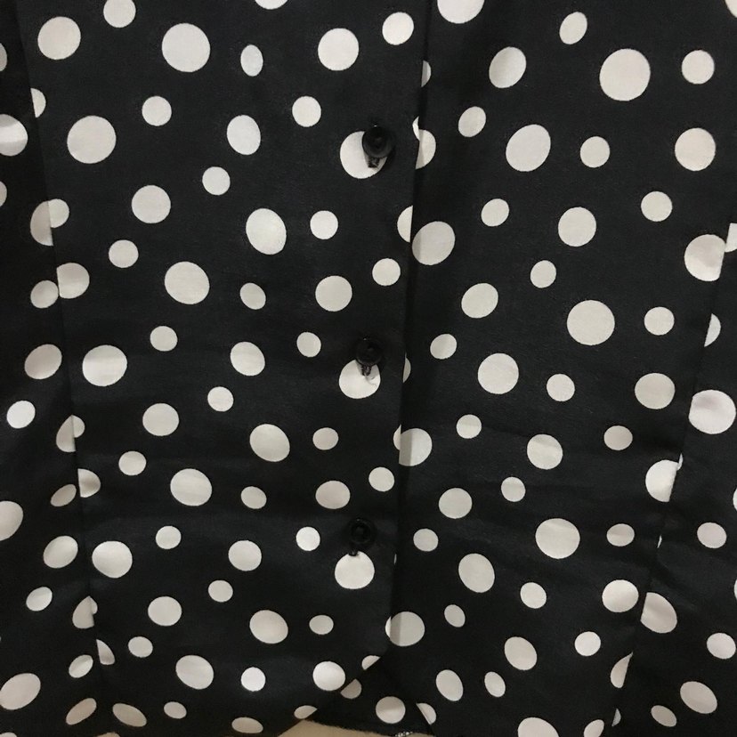 Siyah Beyaz Puantiyeli Pamuklu Gömlek - Görsel 5