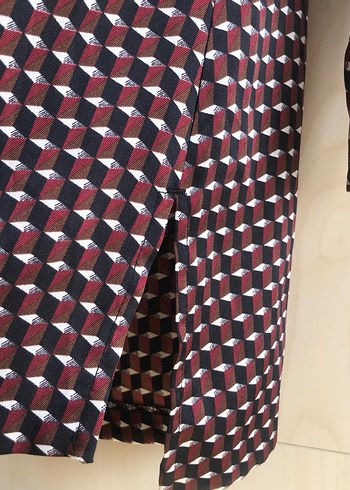 Bordo Desenli V Yaka Kadın Bluz - Görsel 7