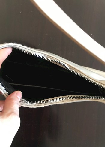 Gri Fermuarlı Kadın Deri Çanta - Görsel 3