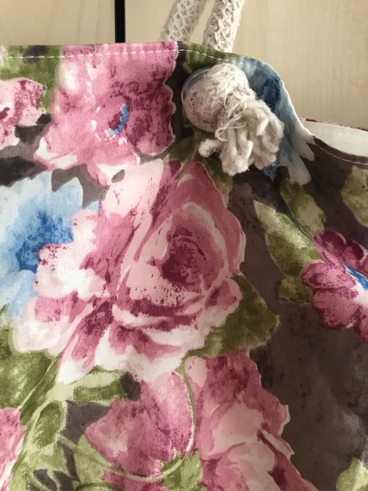 Gri Çiçek Desenli Bohem Plaj Çantası - Görsel 3