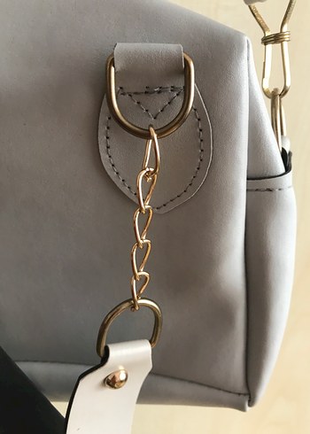 Gri Deri Kadın Omuz Çantası - Görsel 5