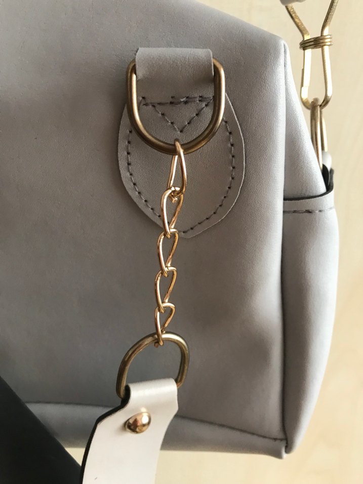 Gri Deri Kadın Omuz Çantası - Görsel 5