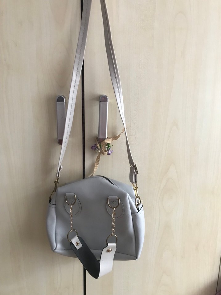Gri Deri Kadın Omuz Çantası - Görsel 3
