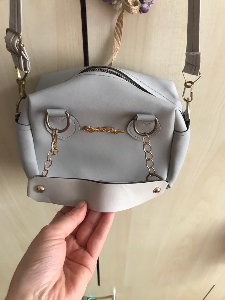 Gri Deri Kadın Omuz Çantası - Görsel 4