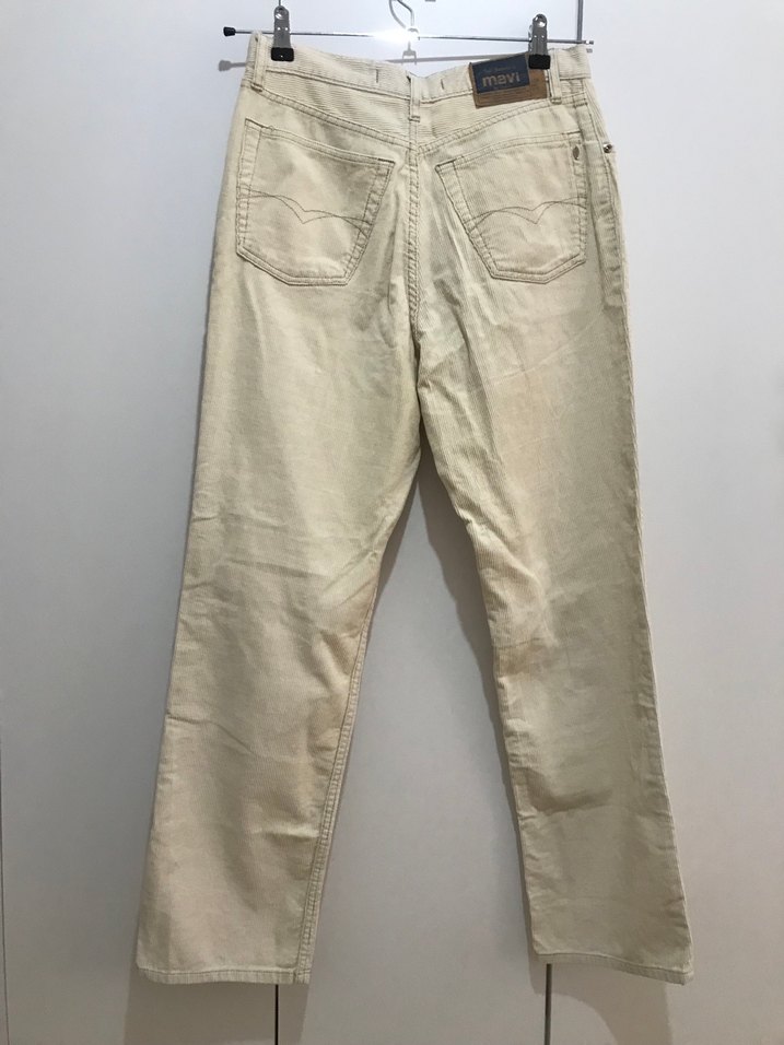 Bej Kadın Keten Bol Kesim Pantolon - Görsel 4