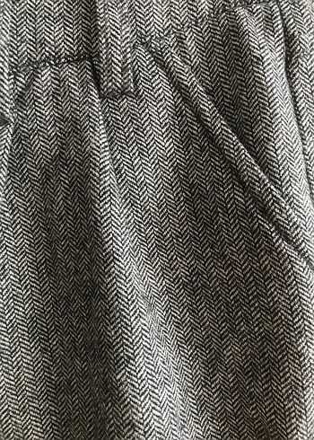 Düğmeli Gri Kadın Yün Bermuda Şort - Görsel 7