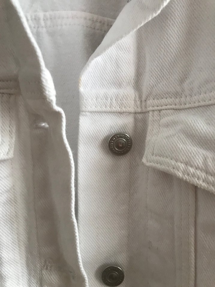 Beyaz Düğmeli Kadın Denim Ceket - Görsel 2