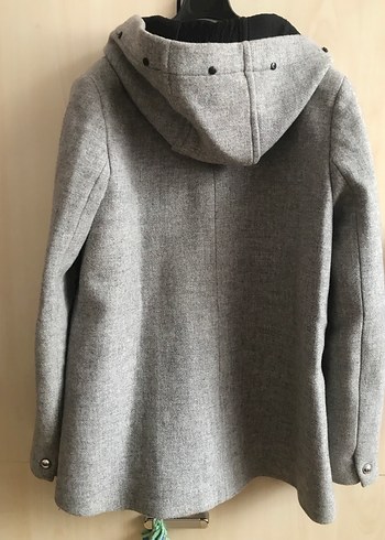 Gri Düğmeli Hamile Yün Kaban - Görsel 4