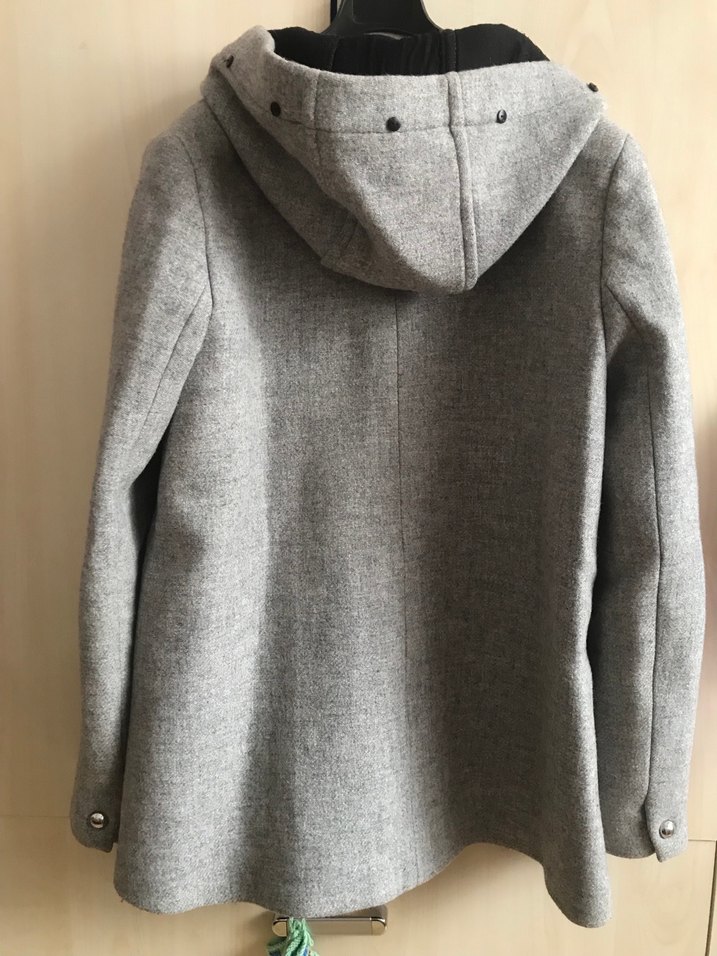 Gri Düğmeli Hamile Yün Kaban - Görsel 4