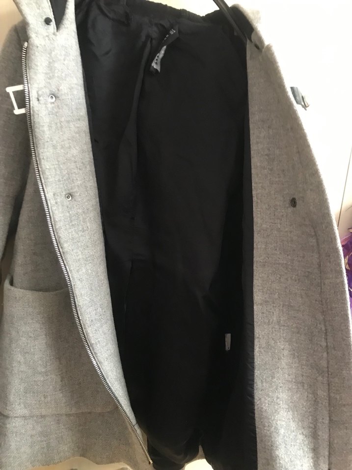 Gri Düğmeli Hamile Yün Kaban - Görsel 5