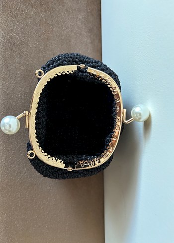 Boncuk İşlemeli Siyah Örgü Kadın Cüzdan - Görsel 3