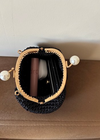 Boncuk İşlemeli Siyah Örgü Kadın Cüzdan - Görsel 4