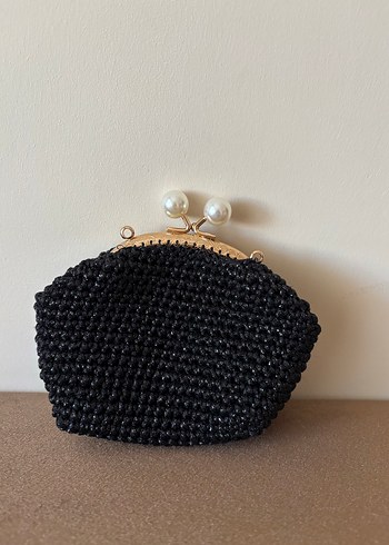 Boncuk İşlemeli Siyah Örgü Kadın Cüzdan - Görsel 2