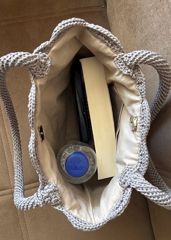 Örgü Kadın Çanta Bej Bohem Tarz - Görsel 4