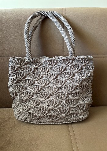 Örgü Kadın Çanta Bej Bohem Tarz - Görsel 2