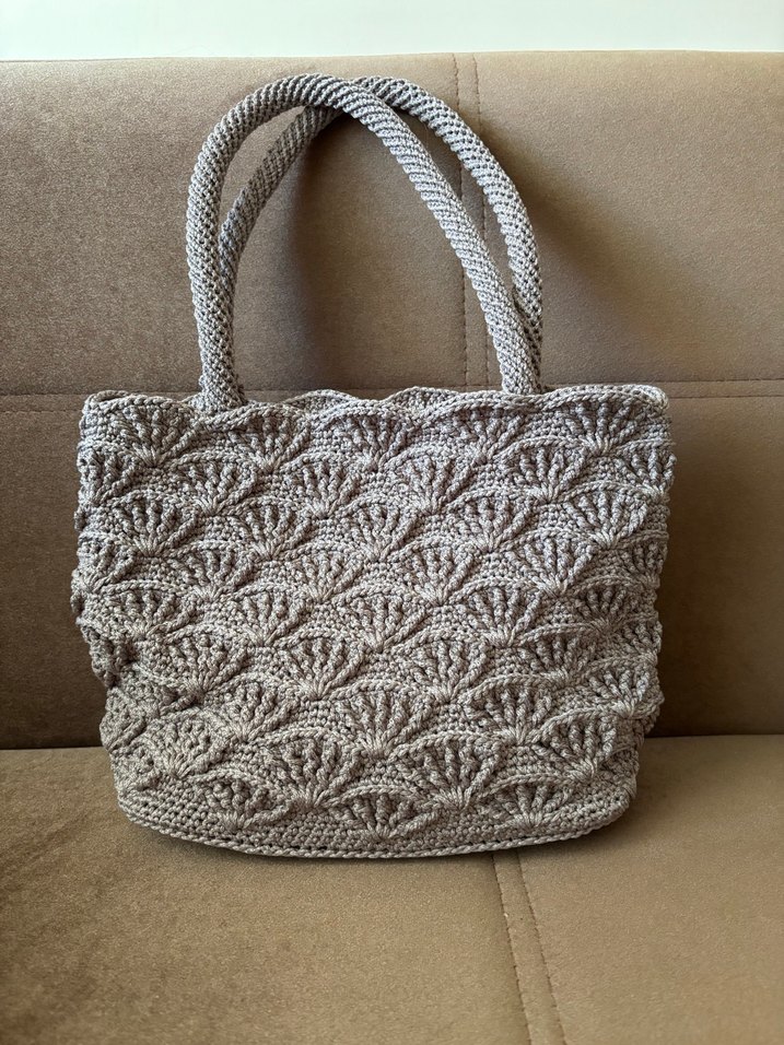 Örgü Kadın Çanta Bej Bohem Tarz - Görsel 2