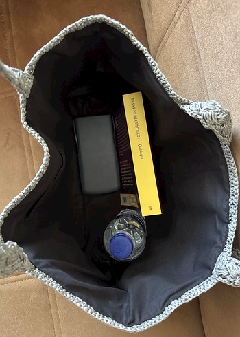 Gri Nakışlı Örgü Bohem Kadın Çanta - Görsel 4