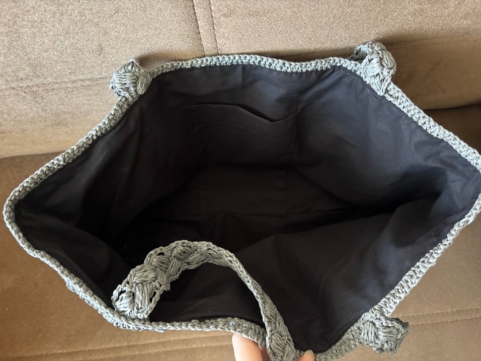 Gri Nakışlı Örgü Bohem Kadın Çanta - Görsel 3