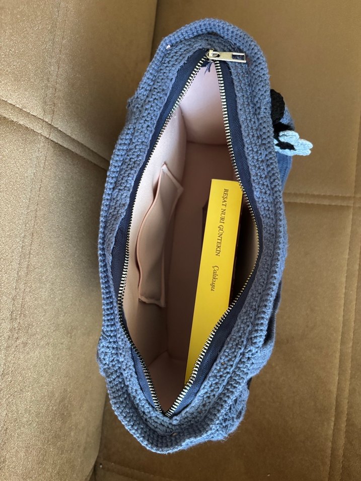 Mavi Desenli Bohem Örgü Kadın Çanta - Görsel 4