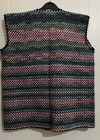 Bohem Çok Renkli Örgü V Yaka Kadın Yelek - Görsel 2