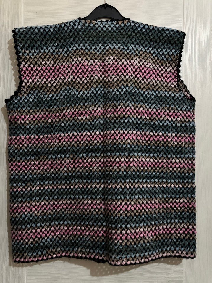 Bohem Çok Renkli Örgü V Yaka Kadın Yelek - Görsel 2