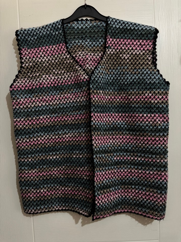 Bohem Çok Renkli Örgü V Yaka Kadın Yelek - Görsel 3