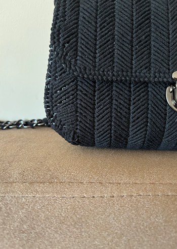 Tokalı Siyah Kanvas Kadın Çanta - Görsel 2