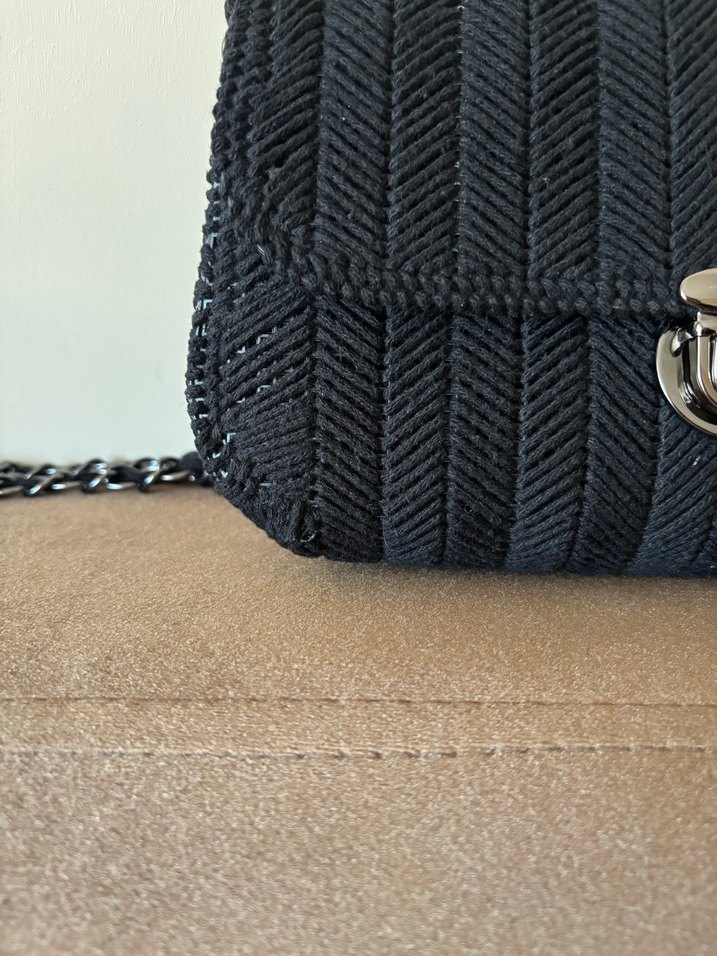 Tokalı Siyah Kanvas Kadın Çanta - Görsel 2