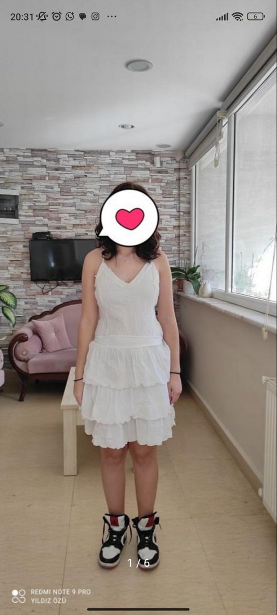 Beyaz Kat Kat Mini Elbise yazlık katkat elbise dizüstü kısa - Görsel 5