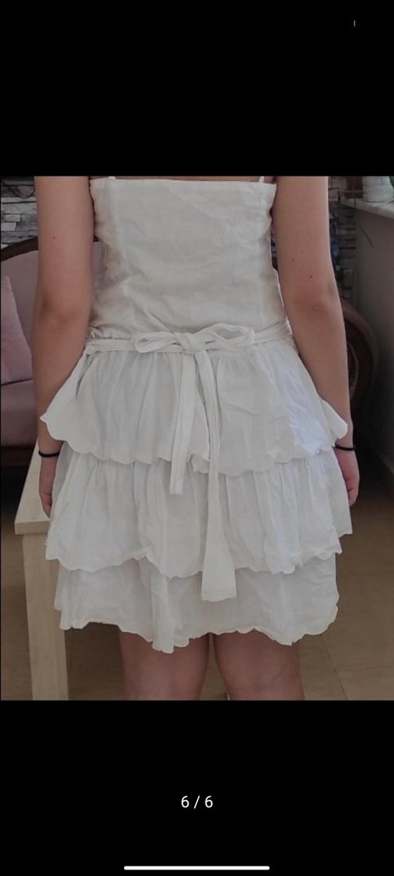 Beyaz Kat Kat Mini Elbise yazlık katkat elbise dizüstü kısa - Görsel 2